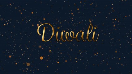 Canvas Print - Diwali text animation with golden sparkles on dark blue background