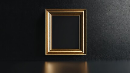 Gold picture frame on black background