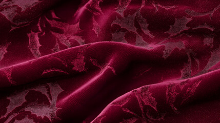 Wall Mural - rich burgundy velvet texture with subtle holly leaf embossing