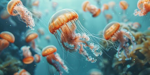 Wall Mural - Jellyfish Drifting in the Aquatic Environment