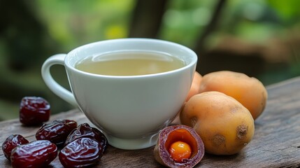 Wall Mural - Red dates, sweet potatoes, white dew tea