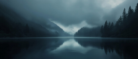 Wall Mural - mist over the river
