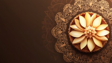 Elegant Golden Dessert with Floral Design.