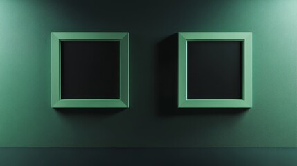 Two mint green picture frames on black background