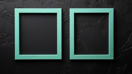 Two mint green picture frames on black background