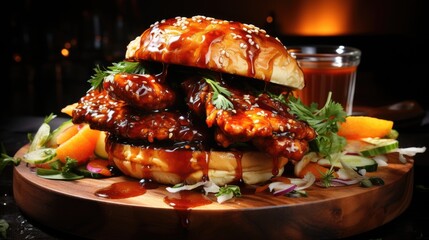 Wall Mural - Grilled chicken sandwich burger isolated -  