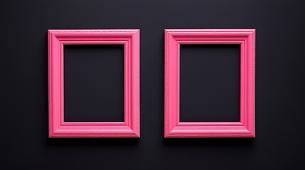 Two pink picture frames on black background