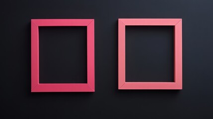 Two pink picture frames on black background