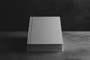 Poster - Hard cover book mockup, standing on table angle, grayscale, no color, HD, with generative ai