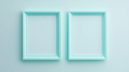 Two mint green picture frames on white background