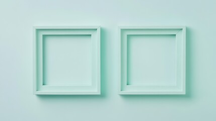 Two mint green picture frames on green background