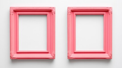 Two pink picture frames on white background