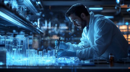 Poster - Researcher Monitors Precursor Changes During Scientific Experiment