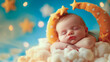 © ALLAI - Newborn Baby Sleeping on Cloud Pillow with Stars