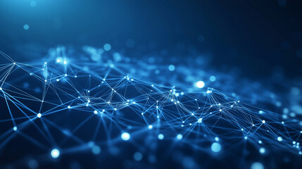 Poster - Technology Network Background, Abstract futuristic - Molecules technology with polygonal shapes on dark blue background. digital technology concept.