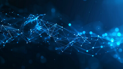 Poster - Technology Network Background, Abstract futuristic - Molecules technology with polygonal shapes on dark blue background. digital technology concept.
