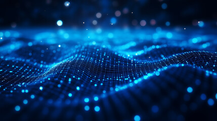Poster - Technology Network Background, Abstract futuristic - Molecules technology with polygonal shapes on dark blue background. digital technology concept.