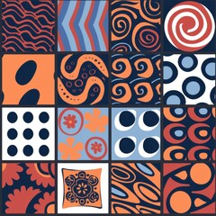Leinwandbilder - Seamless pattern with abstract geometric elements. Vector illustration in retro style.