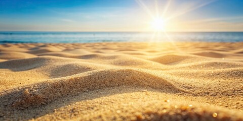 Soft and grainy texture of beach sand under the sunlight, Sandy, Summer, Ocean, Texture, Shoreline, Natural, Background, Seashore