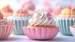 © Aris Suwanmalee - A close-up of colorful cupcakes with white frosting and colorful sprinkles. Photogenic and perfect for a birthday or party theme.