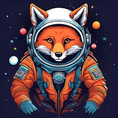 Poster - illustration of Fox astronaut