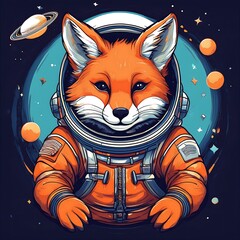Poster - illustration of Fox astronaut