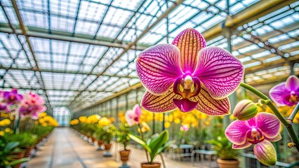 Wall Mural - Rare orchid blooming in Dutch Keukenhof greenhouse , orchid, rare, blooming, Dutch, Keukenhof, greenhouse