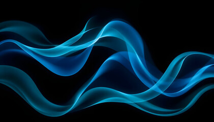 Wall Mural - Abstract Blue Wave Light Art