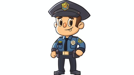 Wall Mural - Cartoon of a friendly police officer with a playful expression.