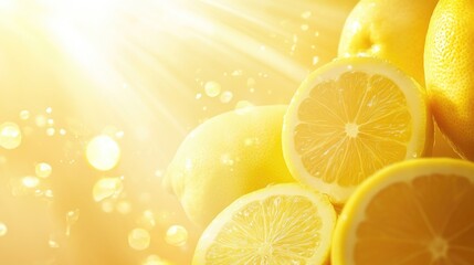 Poster - Bright and cheerful lemon yellow gradient background with light effects, creating a sunny and vibrant atmosphere.