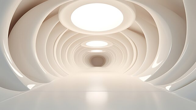 Photo 3d wallpaper illustration background tunnel with sphere empty hall background. graphical modern art