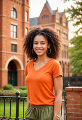 Wall Mural - Happy Young Woman Exploring the City