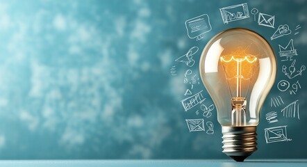 bulb drawings various things coming out banner brilliant advanced civilization studying brightly lit