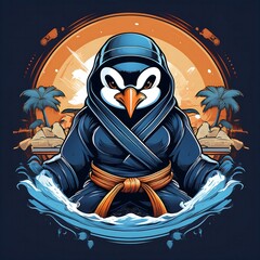 Wall Mural - illustration of Penguin ninja