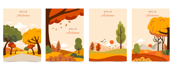 Wall Mural - autumn background with beautiful natural scene for a4 vertical design