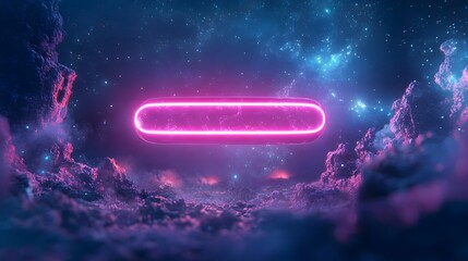 Poster - A 3D searchbar floating effortlessly through a captivating futuristic virtual environment representing the concept of immersive search experiences and digital in a modern cosmic landscape