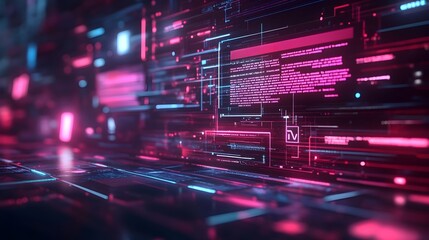 Poster - futuristic digital interface featuring a 3d search engine with floating holographic search bars repr