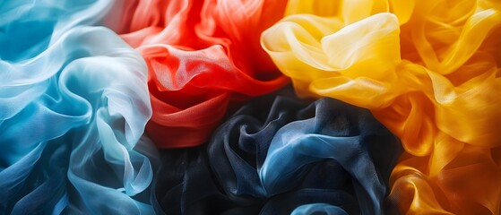 Poster - colorful and vibrant abstract design of recyclable synthetic fibers highlighting the importance of s