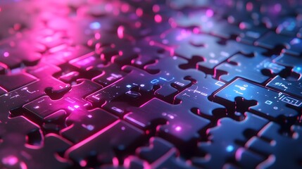 Poster - 3d puzzle with each piece representing a different search query