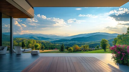 Wall Mural - Modern Home with Breathtaking Mountain View