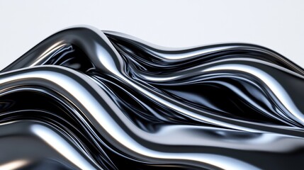 Poster - A dynamic display of metallic waves flows gracefully, showcasing vibrant reflections and textures