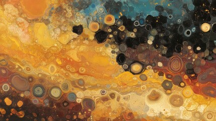 Poster - Colorful patterns blend in vibrant earthy tones, creating a captivating abstract masterpiece full of movement and depth