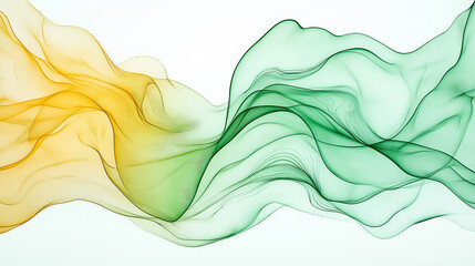 Poster - Abstract green and yellow waves flowing on white background