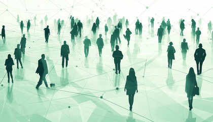 Aufkleber - Business people walking and connecting through network communication