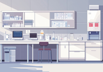 Aufkleber - Modern laboratory interior shining with natural sunlight