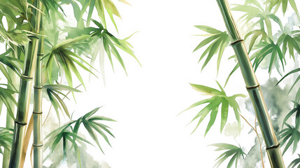 Aufkleber - Watercolor painting of bamboo forest creating relaxing atmosphere
