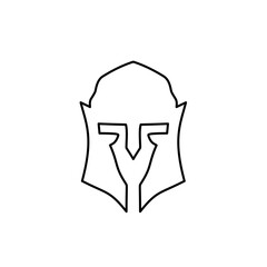 Spartan helmet outline logo icon vector illustration
