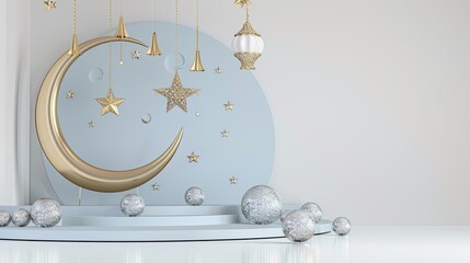 Ramadan Mubarak Decorations with Moon and Stars