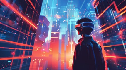 Aufkleber - enhanced perception - individual exploring environment through ar interface, merging digital and phy