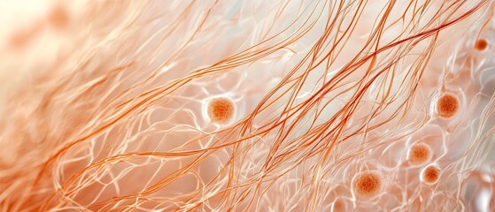 Poster - Intricate Strands and Follicles   Detailed Anatomical of Hair Fibers Highlighting Delicate Cellular Structures and Organic Patterns